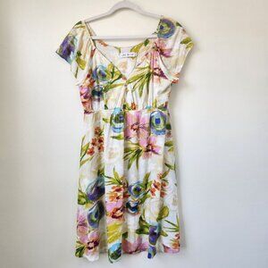 Vintage Jams World Cherish Multicolor Floral V-neck Dress Large